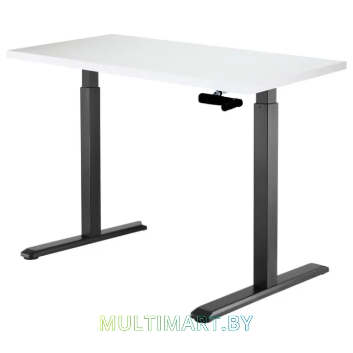 Стол для работы стоя ErgoSmart Manual Desk 1360x800x36 мм (альпийский белый/черный)